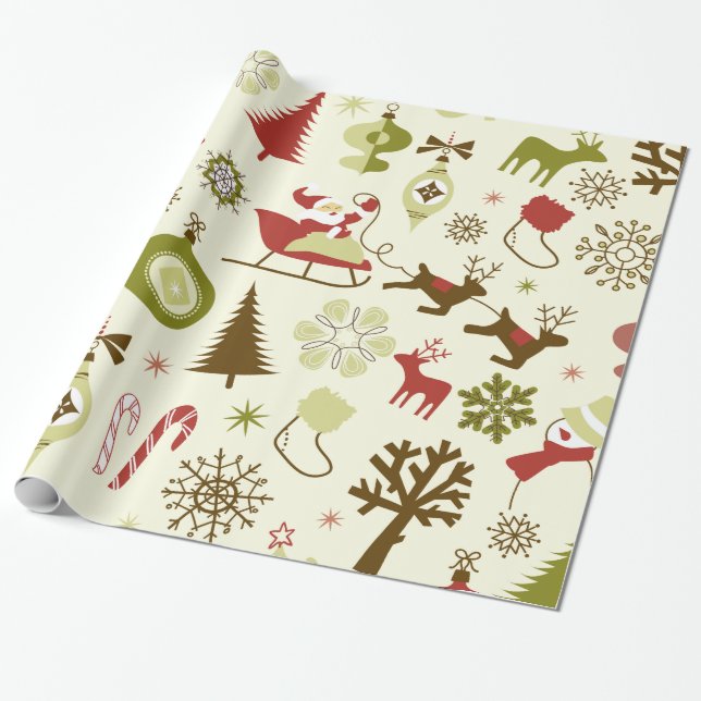 Papier Cadeau Enveloppe de cadeau lunatique d'icônes de Noël (Déroulé)