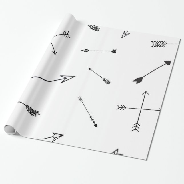 Papier Cadeau Enveloppe de cadeau noire et blanche de flèche (Déroulé)