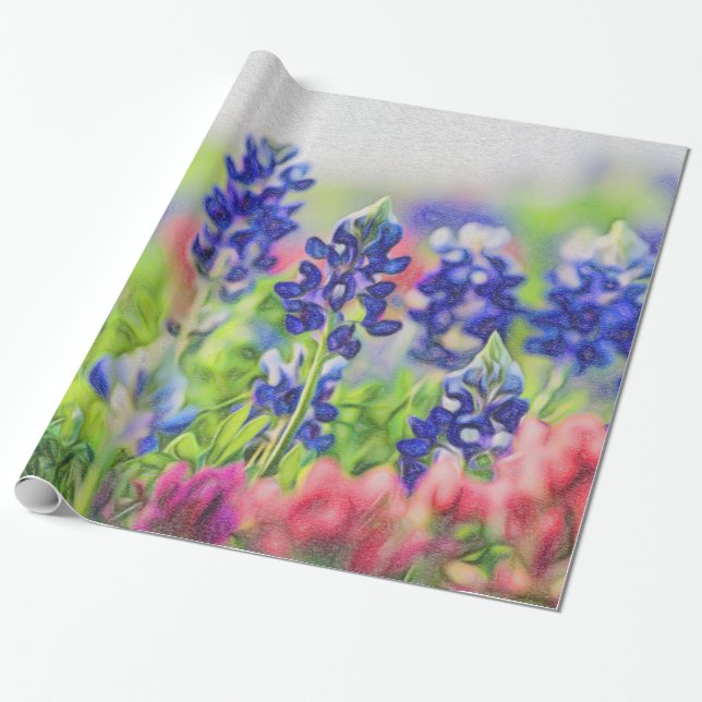 Papier Cadeau Enveloppe de cadeau orientée de Bluebonnet (Déroulé)