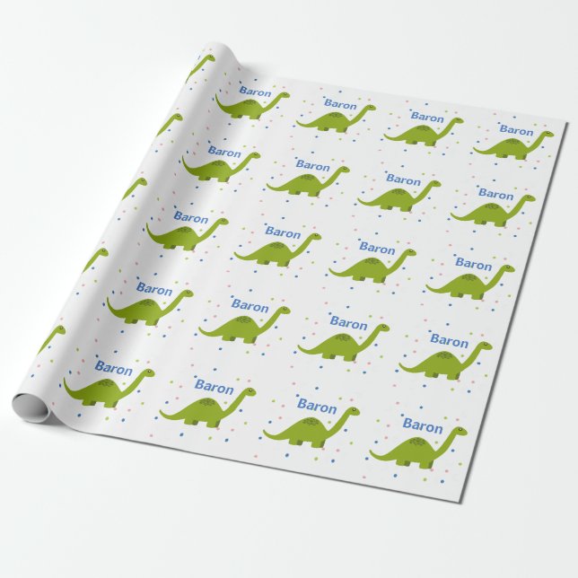 Papier Cadeau Enveloppe de cadeau personnalisée de dinosaure (Déroulé)