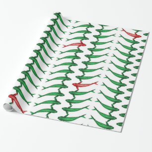 Papier Cadeau Enveloppe de cadeau verte et rouge de poissons de