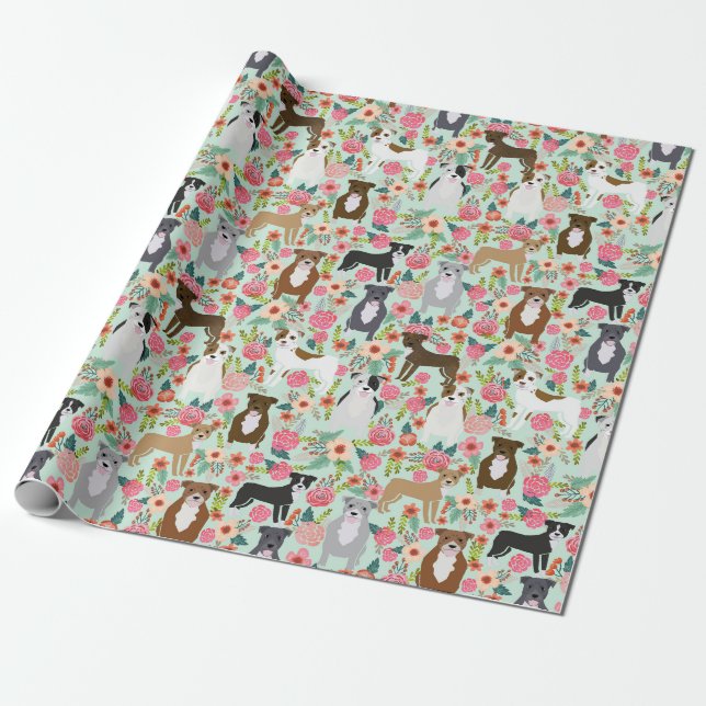 Papier Cadeau Enveloppe de cadeaux floraux Pitbull - enveloppeme (Déroulé)