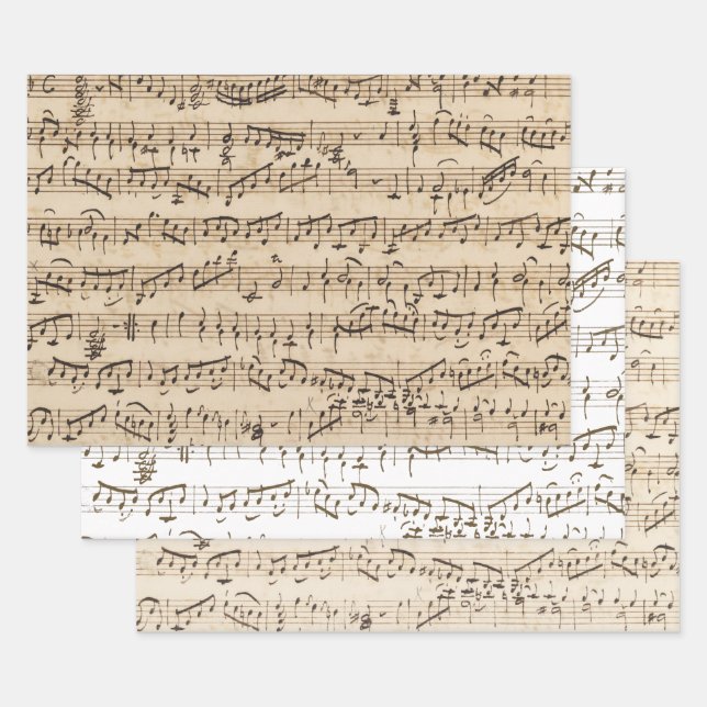 Papier Cadeau Enveloppe de découpage de musique de feuille manus (Lot)