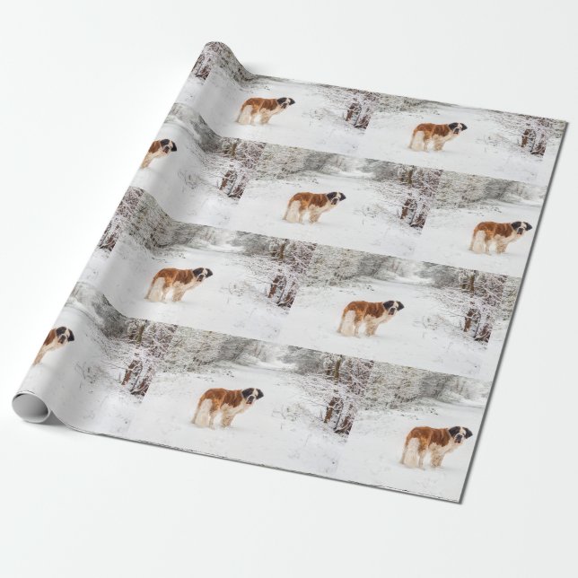 Papier Cadeau Enveloppe de Noël de chien de St Bernard (Déroulé)