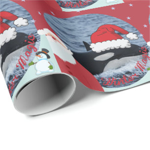Papier Cadeau Enveloppe de Noël d'épaulard de Père Noël