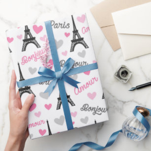 Papier Cadeau Enveloppe de partie de motif de Bonjour Paris