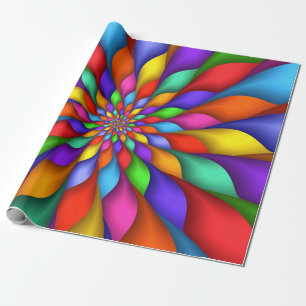 Papier Cadeau Enveloppe en spirale psychédélique vive lumineus