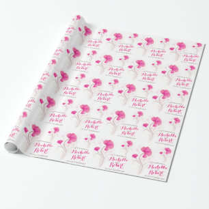 Papier Cadeau Enveloppe grise rouge-rose d'art de fleur sauvage