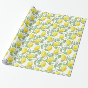 Papier Cadeau Enveloppe jaune de citron et de cadeau de vignes
