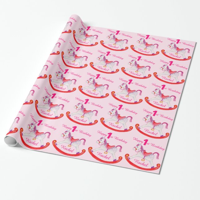Papier Cadeau Enveloppe nommée de motif d'anniversaire de cheval (Déroulé)