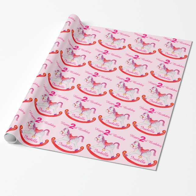 Papier Cadeau Enveloppe nommée de motif d'anniversaire de cheval (Déroulé)