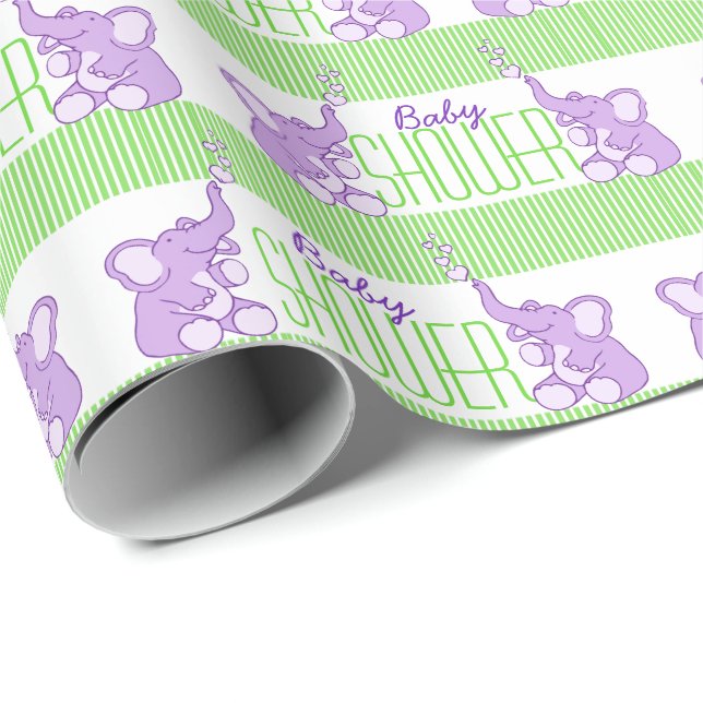 Papier Cadeau Enveloppe pourpre d'anniversaire de vert de baby (Coin rond)
