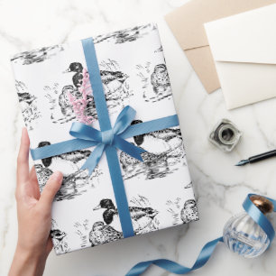 Papier Cadeau Enveloppe vintage canard noir blanc