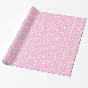 Papier Cadeau enveloppement à motif blanc rose ovale lié