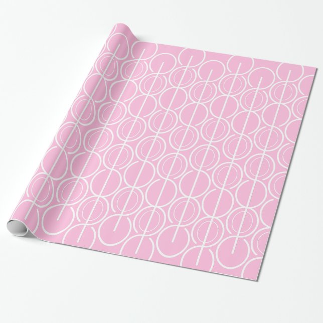 Papier Cadeau enveloppement à motif blanc rose ovale lié (Déroulé)