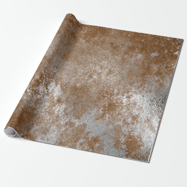 Papier Cadeau Enveloppement Brown de rouille argenté (Déroulé)
