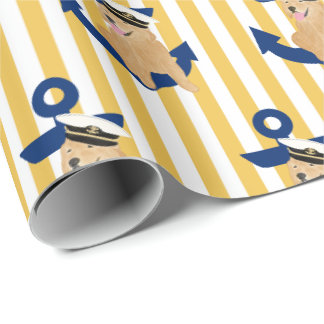 Papier Cadeau Enveloppement Cadeau Annapolitain Naval Yellow Pup