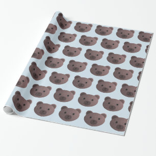 Papier Cadeau Enveloppement cadeau bleu ours en peluche et Brown