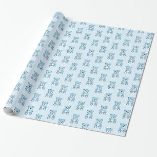 Papier Cadeau Enveloppement cadeau de l'ours en peluche bleu cla