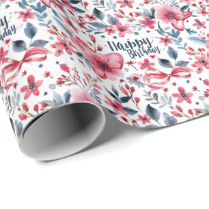 Papier Cadeau Enveloppement Cadeau Floral Patriotique Joyeux Ann