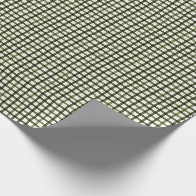 Papier Cadeau Enveloppement de Noël moderne En vichy vert (Coin)
