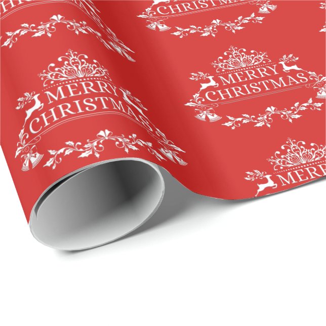 Papier Cadeau Enveloppement de Noël Papier-Joyeux Noël (Coin rond)