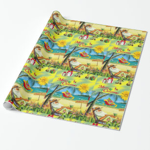 Papier Cadeau Enveloppement de Noël Papier Plage Bum Père Noël