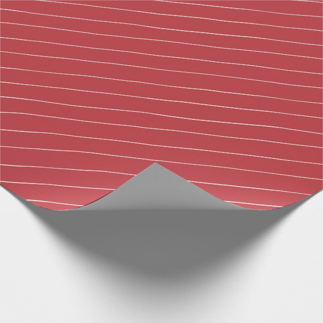 Papier Cadeau Enveloppement de Noël rayé moderne en Berry rouge (Coin)