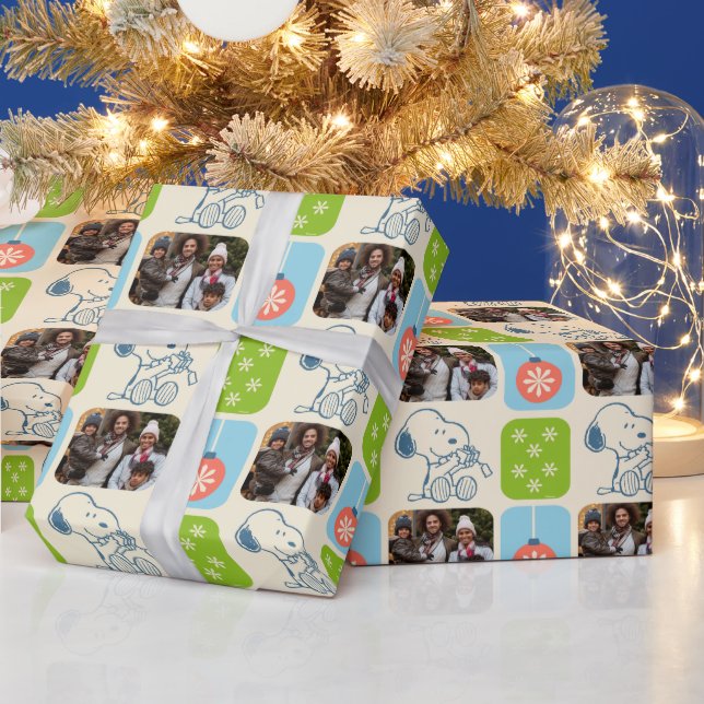 Papier Cadeau Enveloppement de Noël Snoopy | Photo de famille (Vacances)