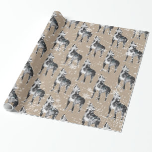 Papier Cadeau Enveloppement de papier Kraft pour loup d'hiver