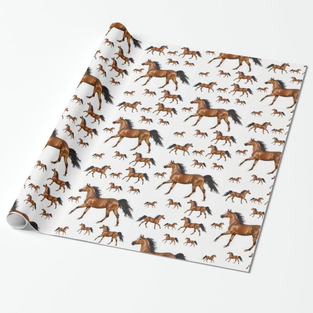 Papier Cadeau Enveloppement du papier Chevaux (Déroulé)