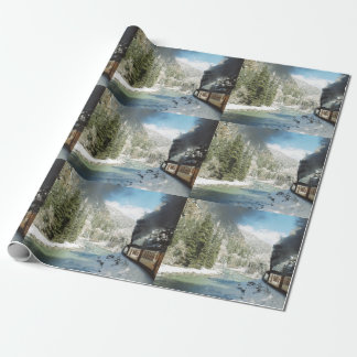 Papier Cadeau Enveloppement du train d'hiver