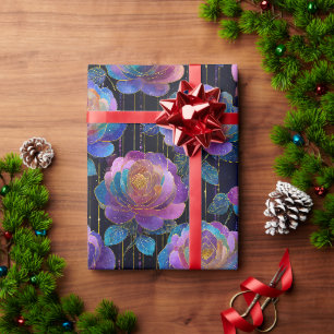 Papier Cadeau Enveloppement floral Iridescendant avec Bow de rub