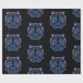 Papier Cadeau Envelopper le TIGER de papier sur le noir.