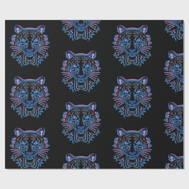 Papier Cadeau Envelopper le TIGER de papier sur le noir. (Plat)