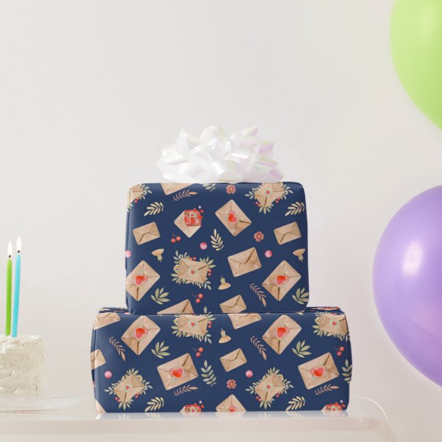 Papier Cadeau Enveloppes et coeurs (Cadeaux de fête)