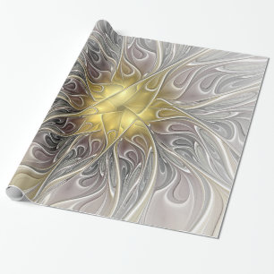 Papier Cadeau Épanouissement avec fleur fractale abstraite moder