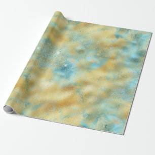 Papier Cadeau Éperche Aqua Gold Glitz