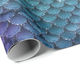 Papier Cadeau Éperche turquoise de sirène pourpre Aqua