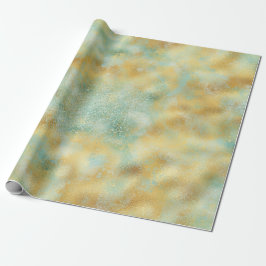 Papier Cadeau Éperche Verge Or Aqua Glam