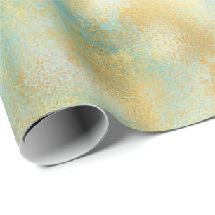Papier Cadeau Éperche Verge Or Aqua Glam