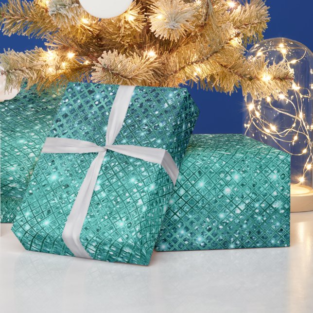 Papier Cadeau Éperche verte Turquoise Aqua (Vacances)