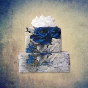 Papier Cadeau Ephémère de Rose victorien bleu foncé