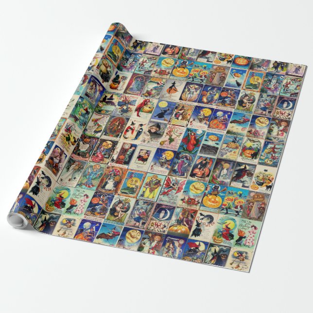 Papier Cadeau Ephémère d'Halloween vintage (Déroulé)