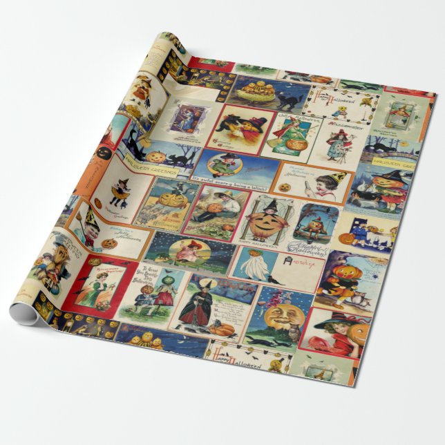 Papier Cadeau Ephémère d'Halloween vintage (Déroulé)