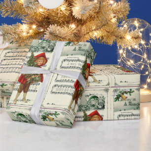 Papier Cadeau Ephémère vintage disparue dans un Carol de Noël de