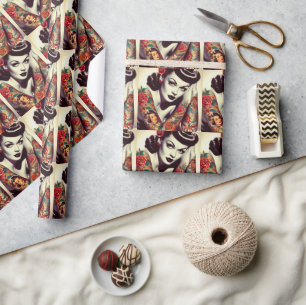 Papier Cadeau Épingle de glam rétro