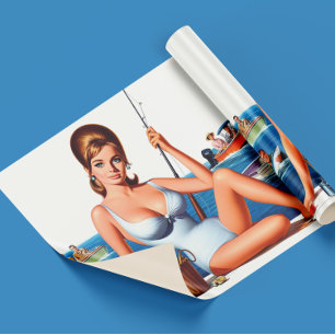 Papier Cadeau Épinglette de pêche rétro