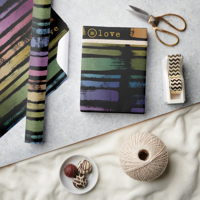 Papier Cadeau Equality Love Rainbow Brush Strokes LGBTQ ID656 (Artisanat)