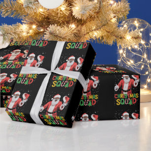 Papier Cadeau Équipe de Noël de Santa Noire Afro-Américaine